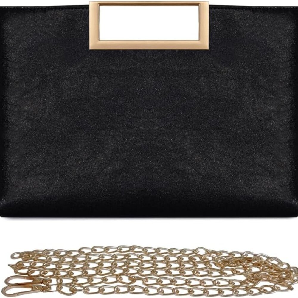 Women Clutch Purse PU Leather Chain Crossbody Bags Shiny Oversize Clutches Femal